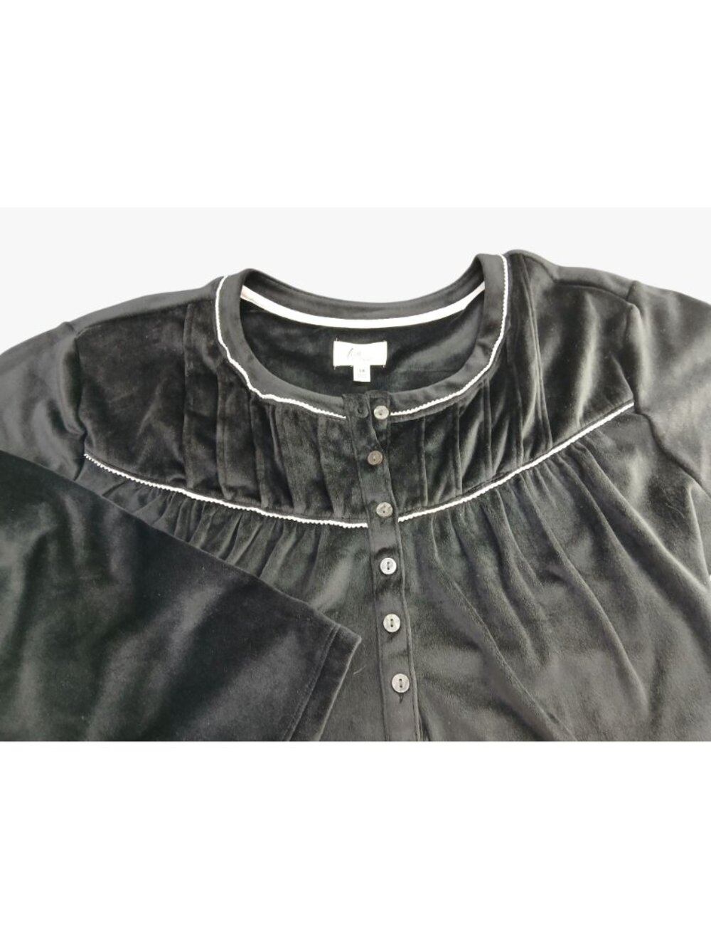 Aria Collection Womens 3X Black Velour Nightgown Button Front Knit Recycled Eco - Picture 12 of 13